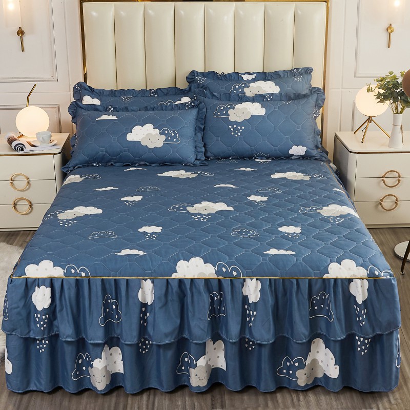 Transfronterizos encaje vestido de cama de estilo coreano encaje de algodón grueso cama de filamento molienda cama de acolchón polvo cubierta de cama al por mayor