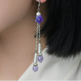 Yunnan ethnic style new artistic creative earrings long tassel pendant earrings fairy Hanfu cheongsam earrings
