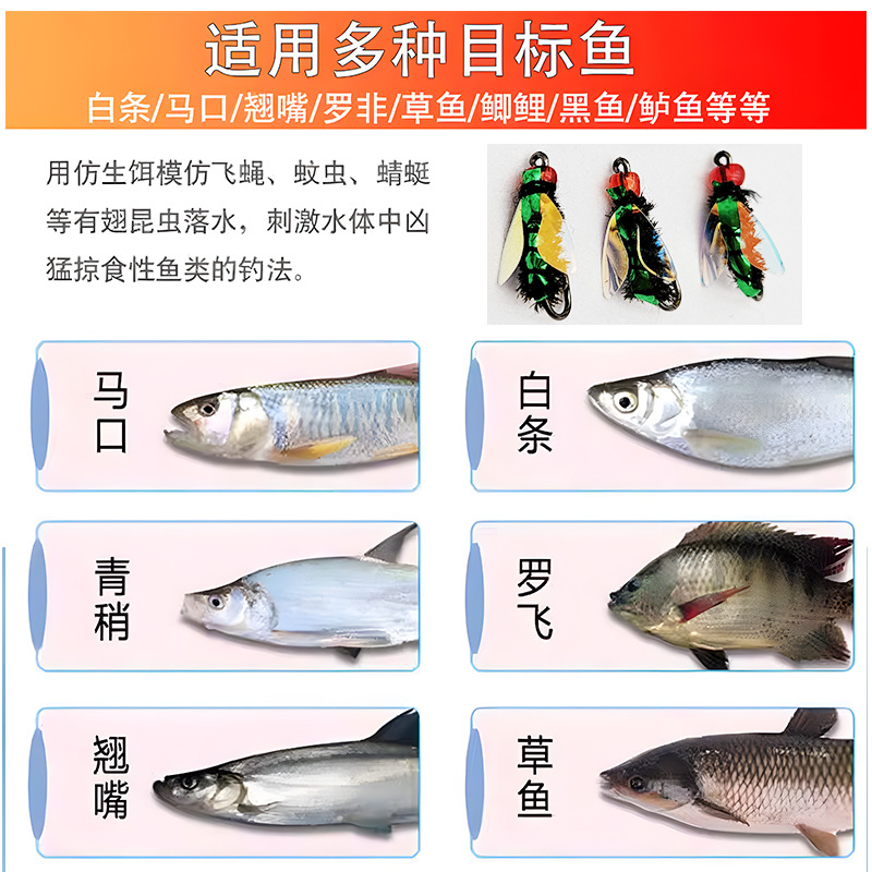 飞蝇钩绿豆蝇路亚仿生苍蝇饵飞蝇钩马口白条罗非鱼翘嘴饵诱食软饵