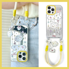 Zhi Tai Apple Case Summer 15 Pro Max Strap Mirror Phone Case iPhone 14 Pro Compatible 12/11 Generation Shipping