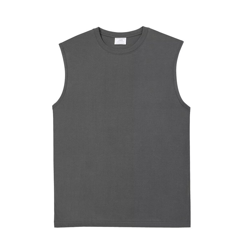 厚手の純綿無地インナーノースリーブTシャツメンズ夏アウターベストスポーツ白ベストメンズボトムストップ|undefined