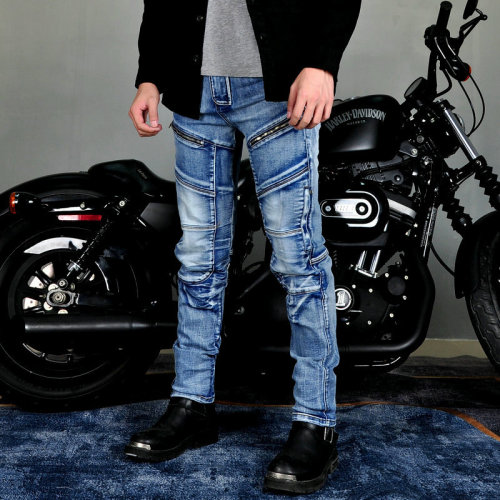 Men's motorcycle jeans, retro motorcycle riding pants, Kevlar tear-resistant racing off-road elastic anti-fall pants