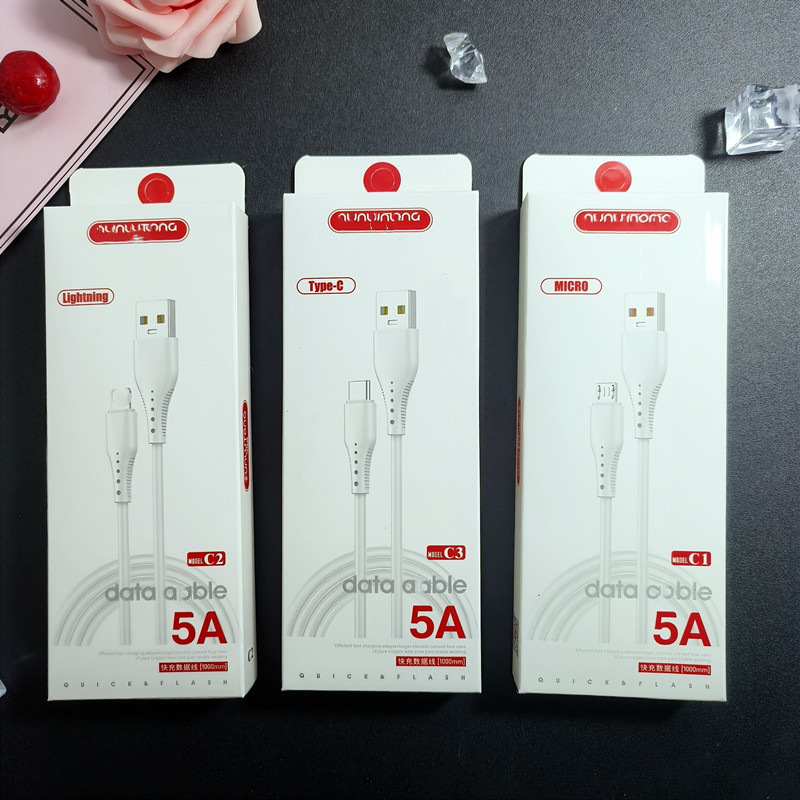 Flash cable de carga de datos cable de carga rápida con el embalaje en caja cable de carga cable de datos adecuado para Android Pingguo Huawei