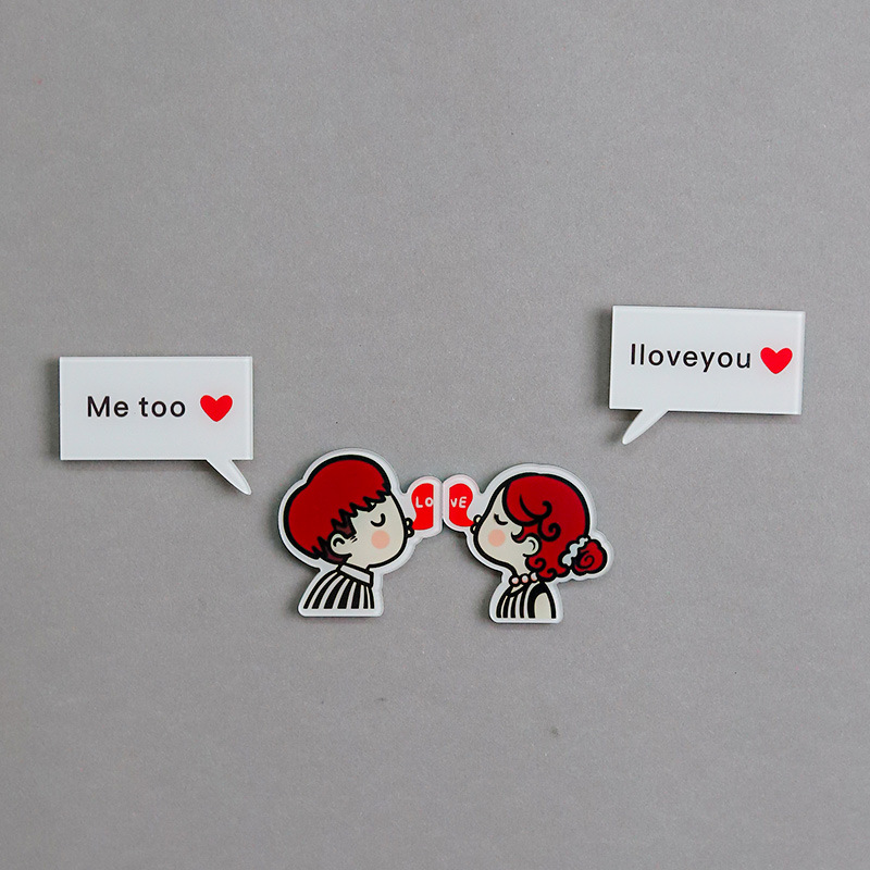 Personajes de dibujos animados pareja de acrílico adsorción pegatinas de refrigerador EVA alfanuméricos pegatinas de refrigerador DIY pegatinas magnéticas decoración