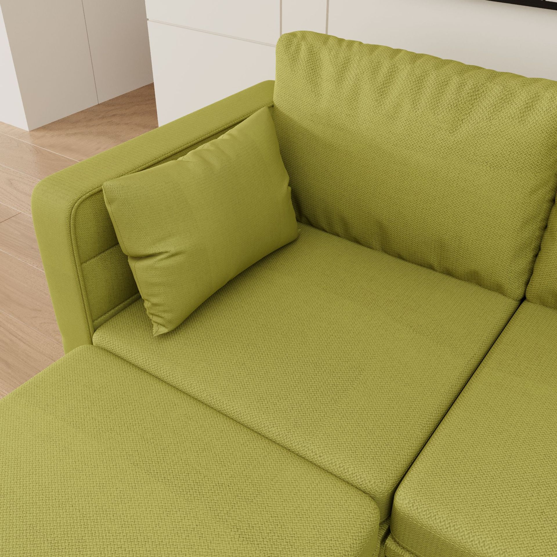 Sofá minimalista nórdico, sofá de balcón de sala de estar de lujo ligero, sofá de tela doble de apartamento pequeño, sofá de módulo de esquina