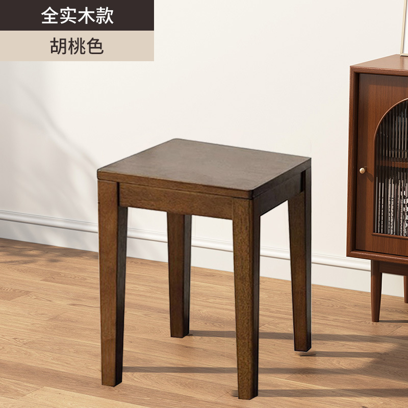 無垢材のスツール、家庭用の小さな正方形のベンチ、積み重ね可能なシンプルな丸いスツール、ドレッシングローチェア、リビングルームのダイニングテーブルと椅子、直販|undefined