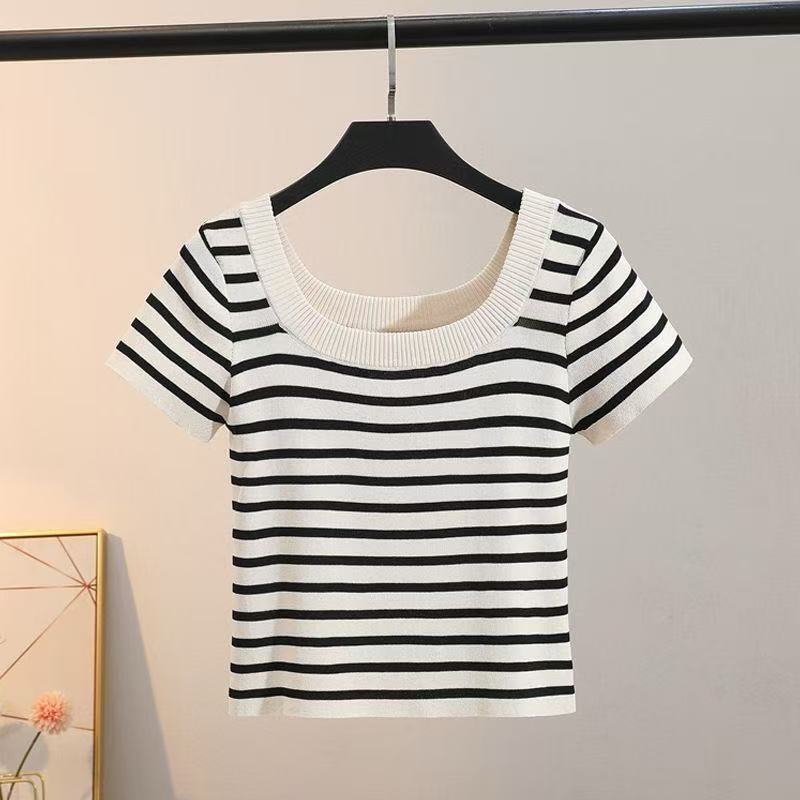 2025 Spring New Simple Cotton Crewneck Top for Women