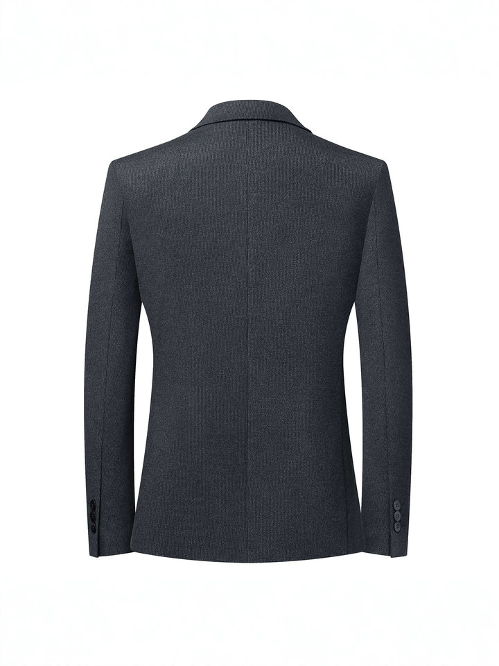 Áo vest nam vải dạ len lông cừu cổ ve nhọn hai cúc dáng ôm dài tay — Màu xanh dương