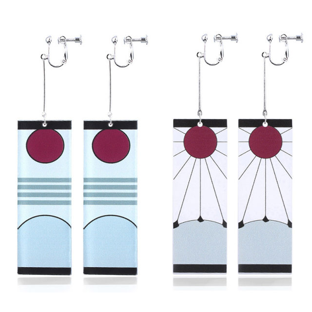 Boucles D'oreilles Tanjiro & Hanafuda En Acrylique - Cosplay Demon Slayer, Breath Of The Sun - 2 Paires - Pour Filles Et Femmes - 10