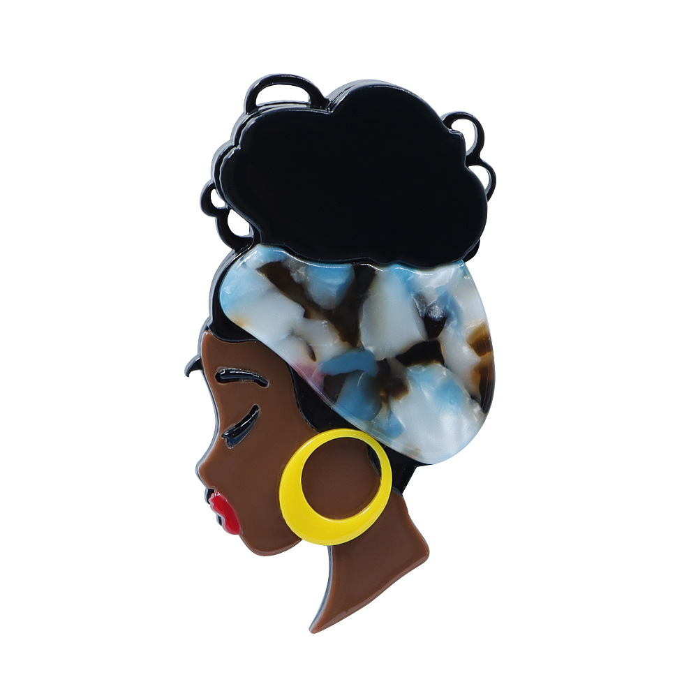 Spilla donna nera con foulard in acrilico accessorio alla moda_voghion.com