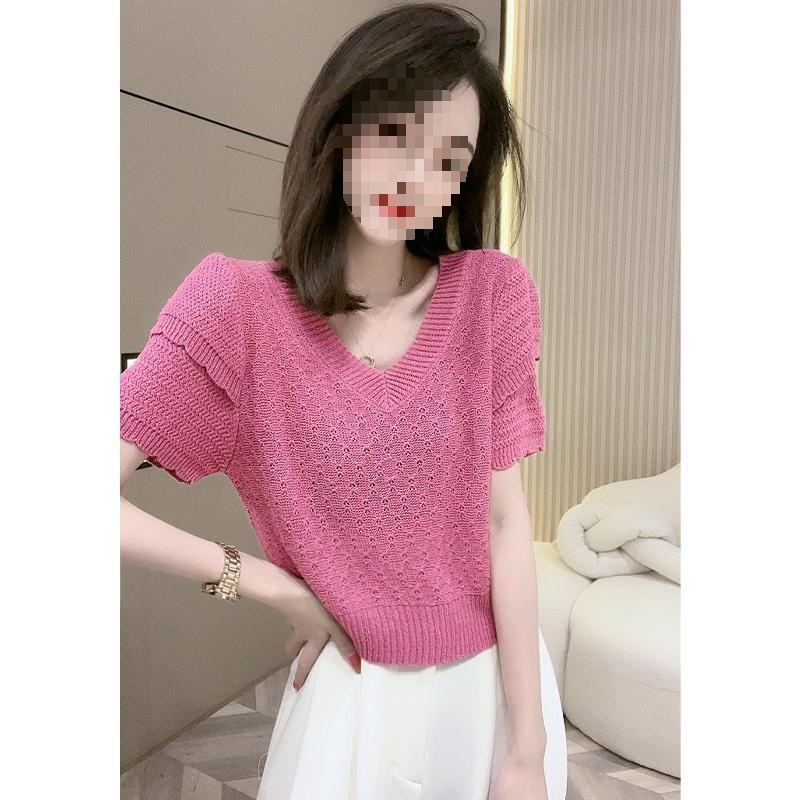 Áo thun nữ cổ tròn tay ngắn kiểu Pháp ren hở lưng mỏng mùa hè — B5-05=giá trị thông số Kd, (cài 2) chi tiết 2