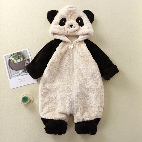 Baby Cartoon Rabbit Panda Plush Onesie for Infants and Toddlers, Cute and Warm Clothing for Young Children, Onesie Homecoming Dress