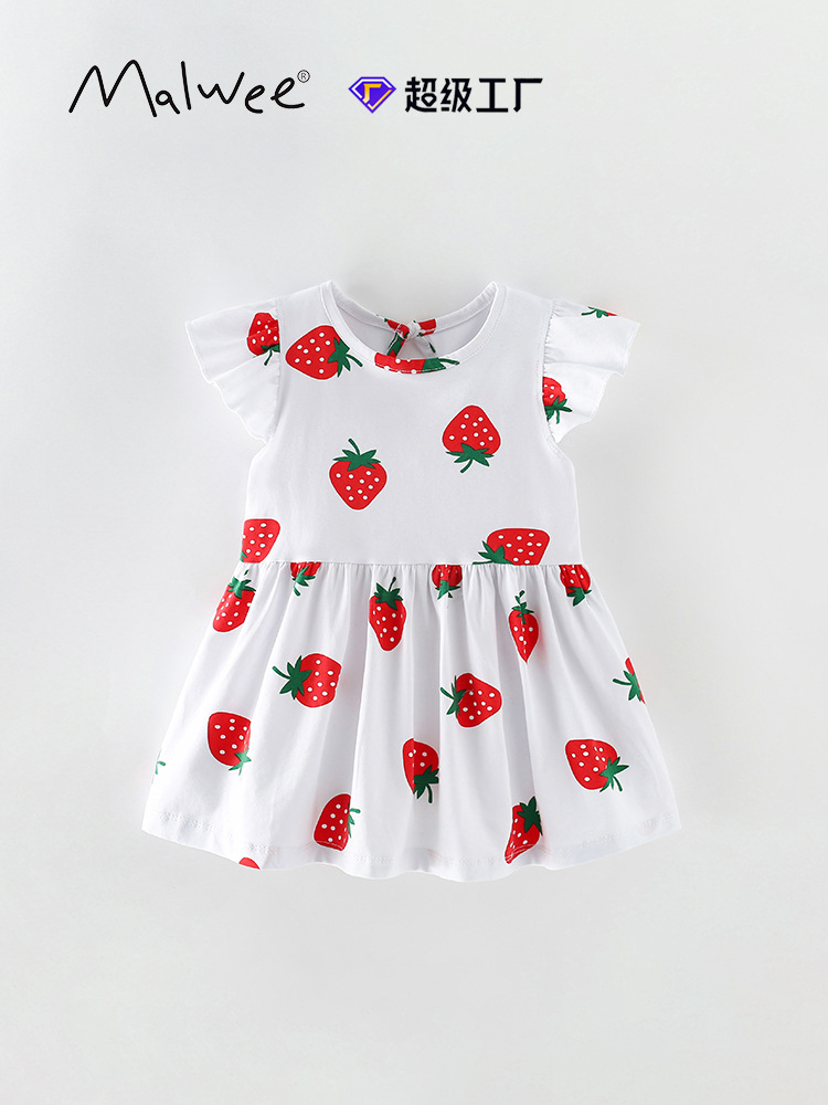 Malwee vestido de princesa de niña verano nuevo estilo europeo y americano niño de cuello redondo de manga corta lindos vestidos de niña pequeña