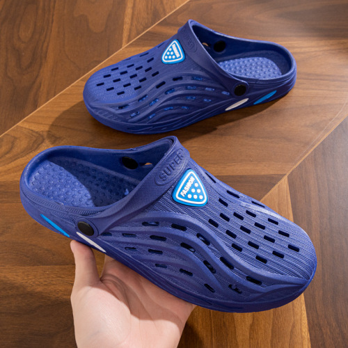 Men's Beach Sandals, Dual-Purpose Driving Slides, Soft Sole Men's Sandals with Head Cover, Summer Hole Shoes, Street Vendor Shoes, Dropshipping One Piece