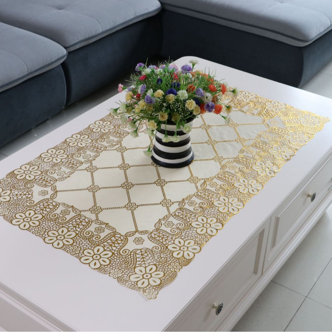 Almohadilla de mesa dorada de PVC 60 * 100 cm a prueba de aceite e impermeable