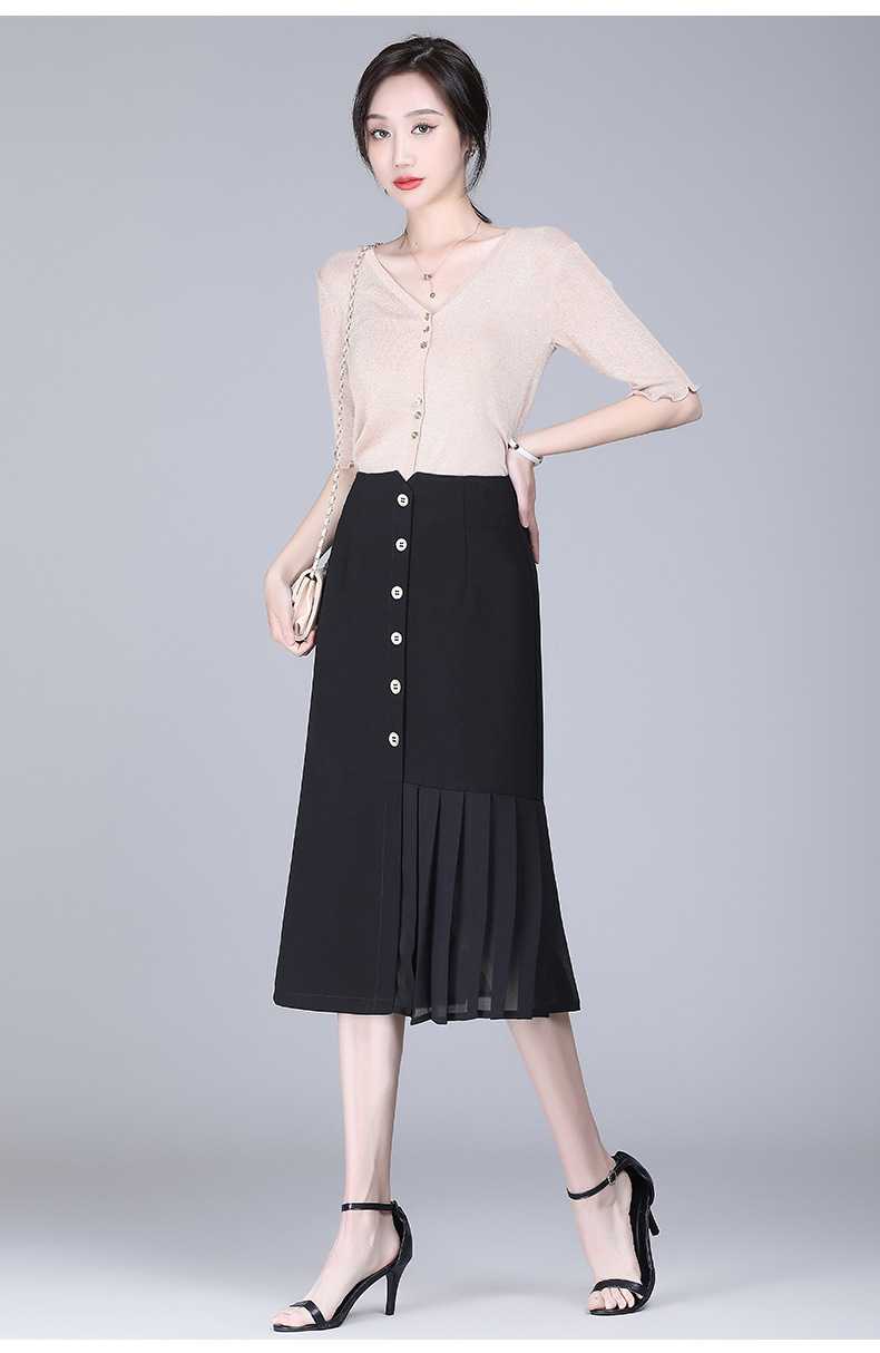 high-waist draped casual folds skirt NSYZ49409