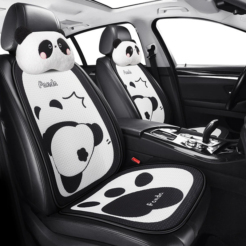Автомобильная подушка для сидения летом круглый год универсализованный ледяной шелк дышащий простой мультяшный подушка для сидения панды