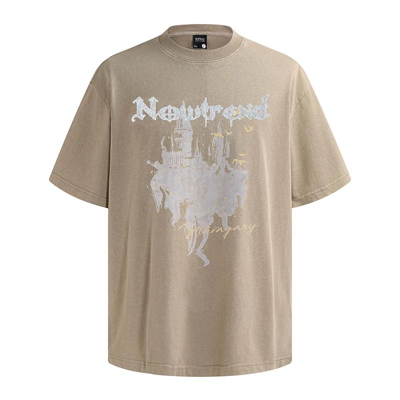 Футболка с коротким рукавом, оверсайз, американский стиль, принт «lace castle»