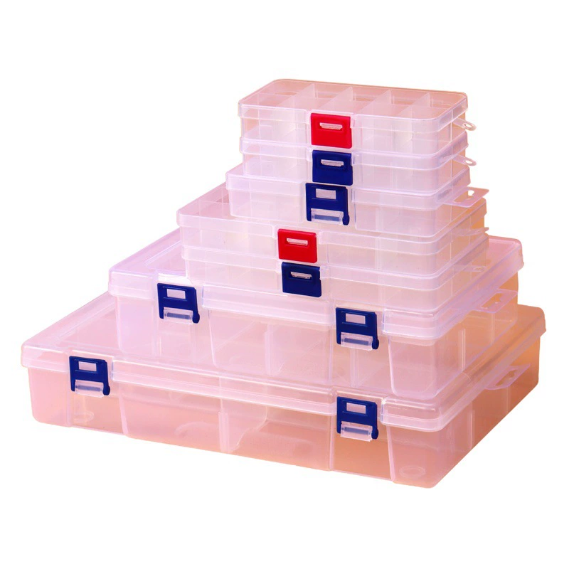 Аппаратные аксессуары прозрачный пластиковый ящик для хранения 10 15 24 28 36 Кнопка коробка для упаковки ювелирных изделий рыболовных снастей