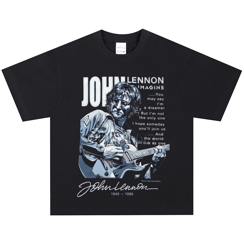 John Lennon T-shirt rock heavy street style American retro short sleeve trendy vintage long sleeve John Lennon T-shirt rock heavy street style American retro short sleeve trendy vintage long sleeve