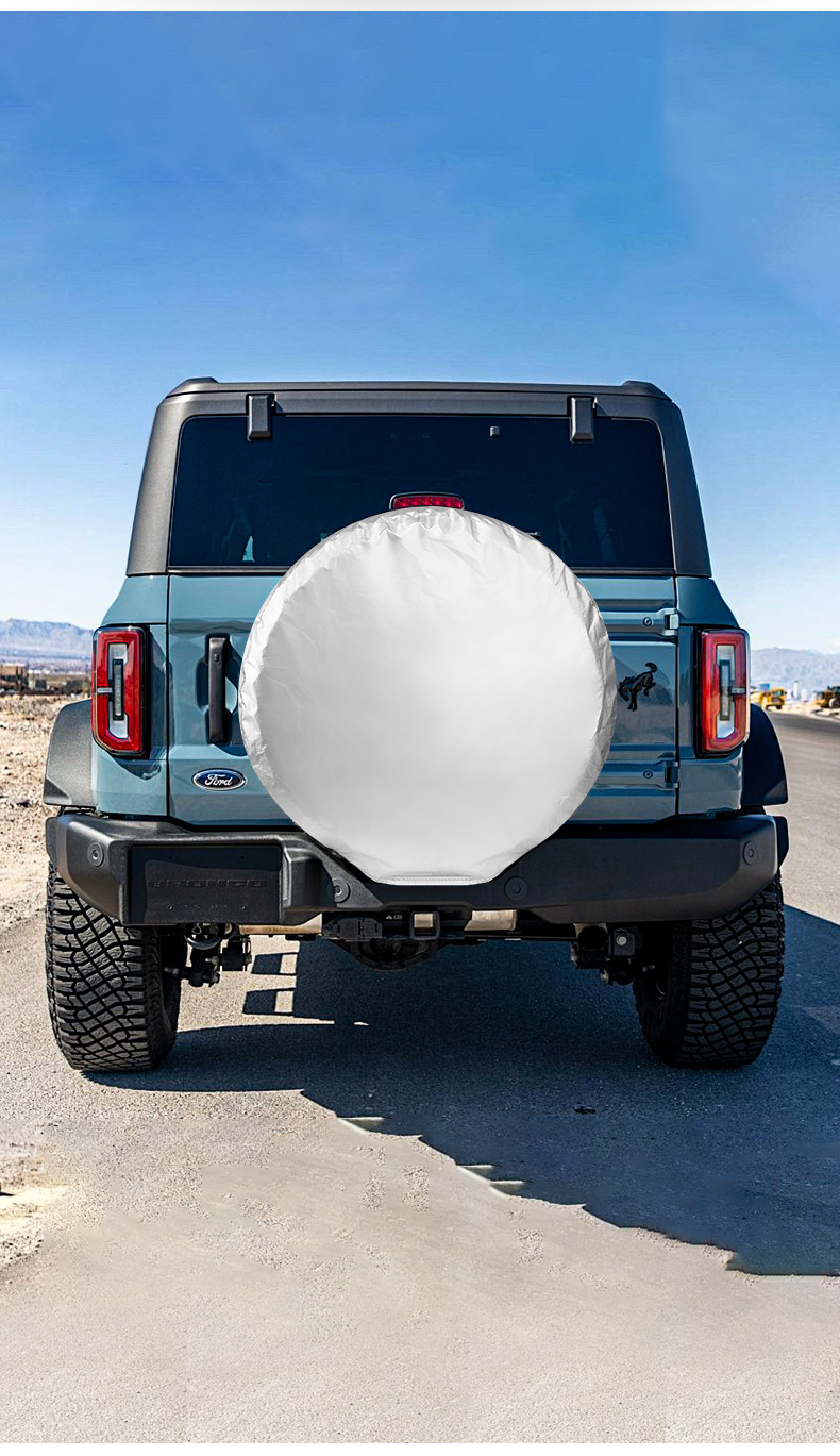 Cross-Border Car Tire Cover with Windproof Hook, Universal Tire Cover, 190t Polyester Taffeta, Sun Protection, Waterproof Spare Tire Cover