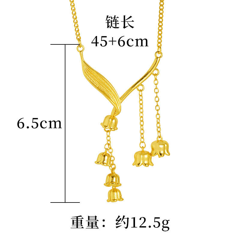 Estilo antiguo collar de orquídeas borla de La Flor de la hoja de Arena de oro no se desvanece durante mucho tiempo los accesorios de las mujeres populares a juego Yiwu suministro de joyas