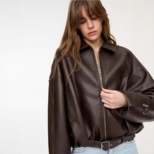 跨境外贸现货2025秋冬女装美式高街皮衣外套