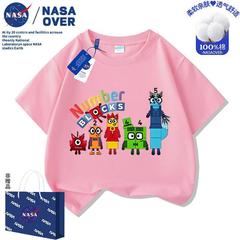 NASA儿童数字积木短袖2025夏季新款卡通可爱男女童装纯棉t恤上衣