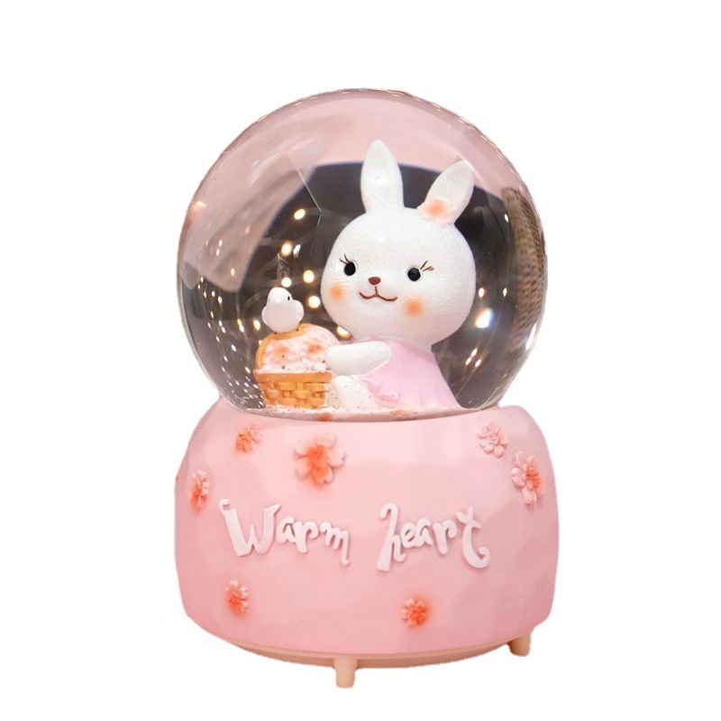  Customized Cartoon Rabbit Crystal Ball Nordic Girly Christmas Gift Ornament Resin Craft Creative