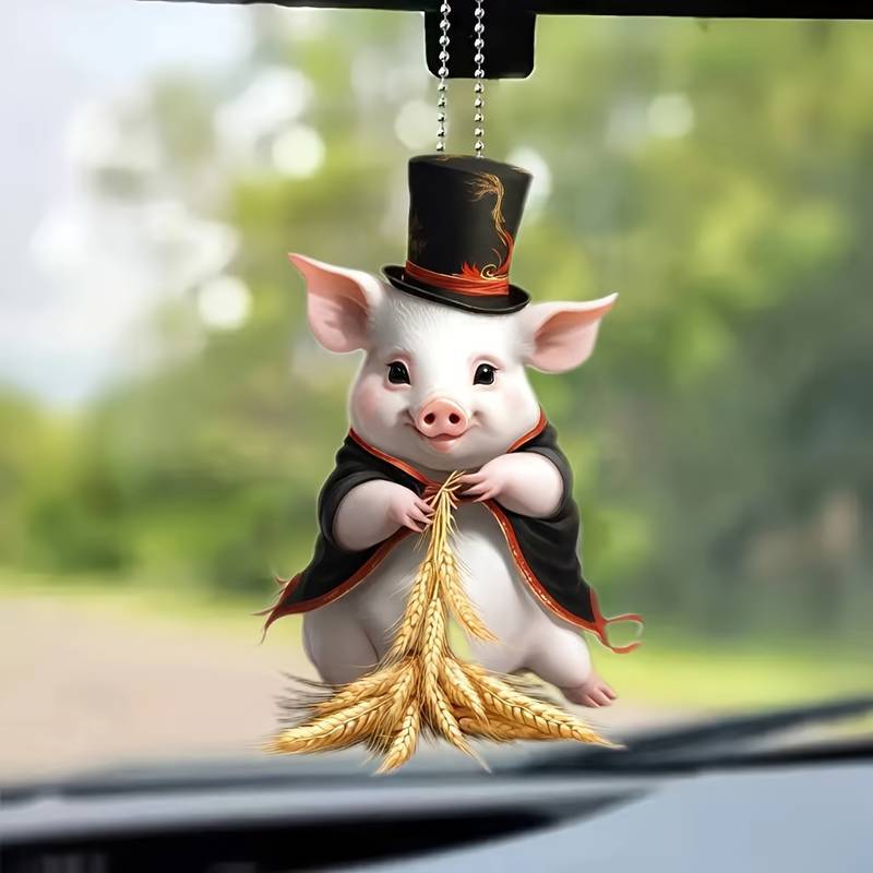 Cute cerdo decoración transfronteriza nuevo acrílico plano coche retrovisor interior colgante colgante de dormitorio