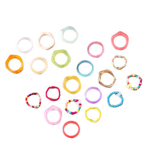 Spring and summer new candy color butterfly ring set, non-fading niche resin cute ring for women cross-border wholesale