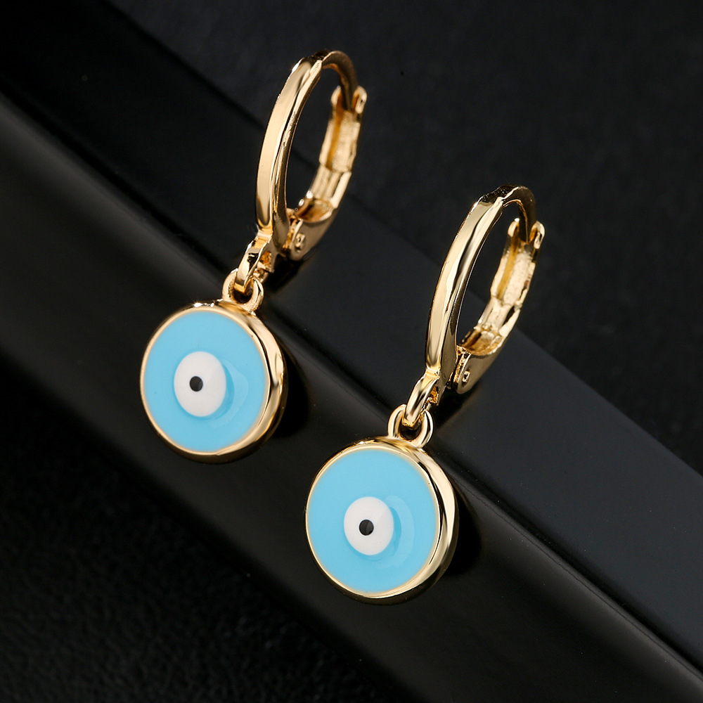 Fashion copper 18K gold color drop oil eye earrings