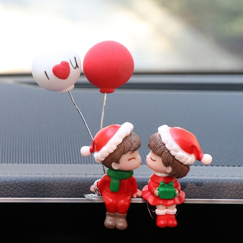 크리스마스 인형 + 빨간색과 흰색 풍선