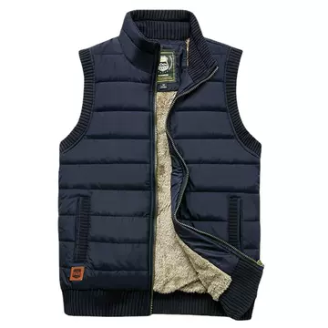 Cross-border autumn and winter casual vest men's thick fleece-lined stand collar warm waistcoat men's vest 7818 - ShopShipShake
