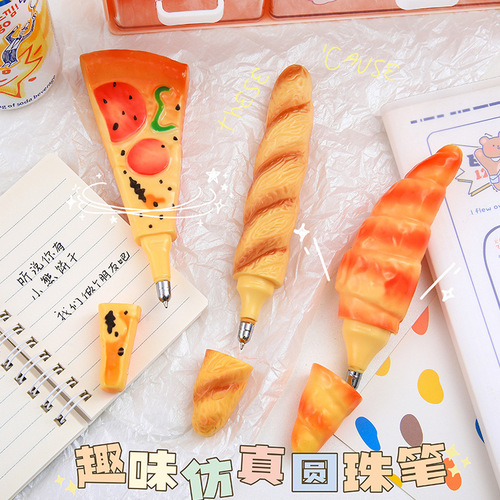 Creative pizza ballpoint pen pastoral croissant style refrigerator magnet craft pen student gift stationery wholesale