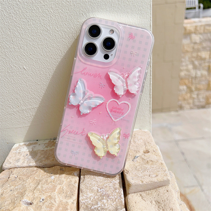 Girl ins brillo mariposa tridimensional para Apple 16pm funda para teléfono móvil iphone13/14 nuevo 15ProMax