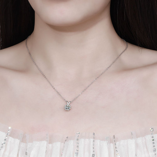 925 silver moissanite silver necklace bamboo chain women's pendant wholesale jewelry light luxury six-pointed star snowflake clavicle chain