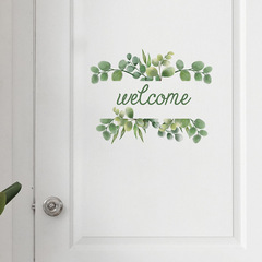 FX-F510英文標語WELCOME小清新綠植門貼家居背景裝飾牆貼紙批發