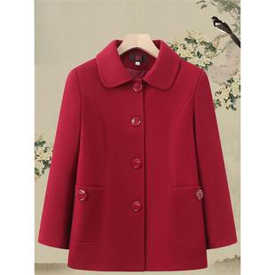 Middle-aged and elderly women's spring and autumn coat solid color mother spring casual jacket old lady grandmother short woolen coat