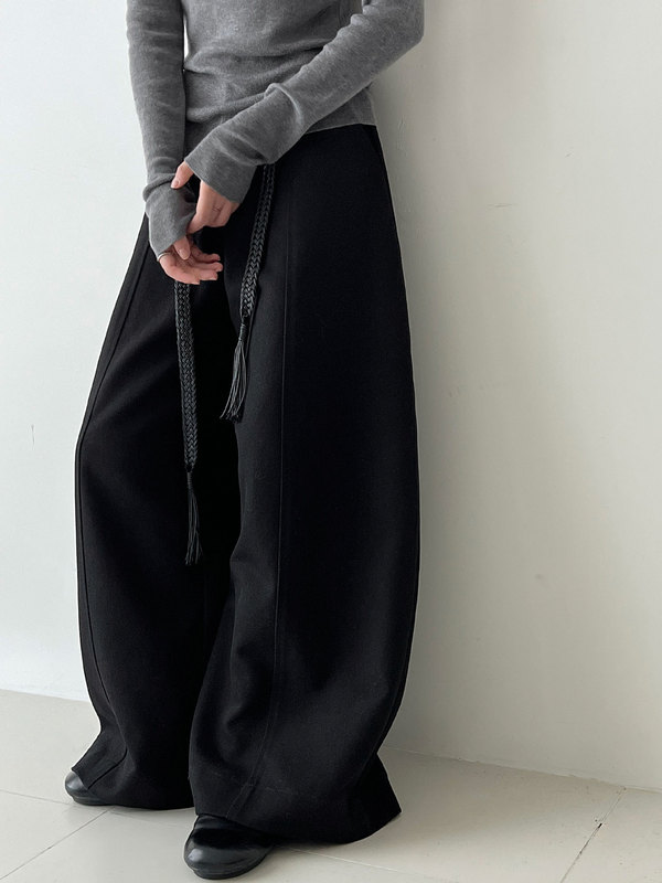 鹿西 韩系休闲松弛垂感宽松阔腿裤女秋季新款配腰带百搭长裤1731|undefined