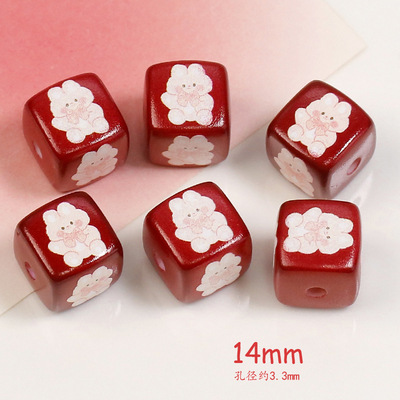 Dulces lindos dibujos animados amor cuadrado cuentas diy cadena de teléfono móvil hecha a mano accesorios de material de pulsera