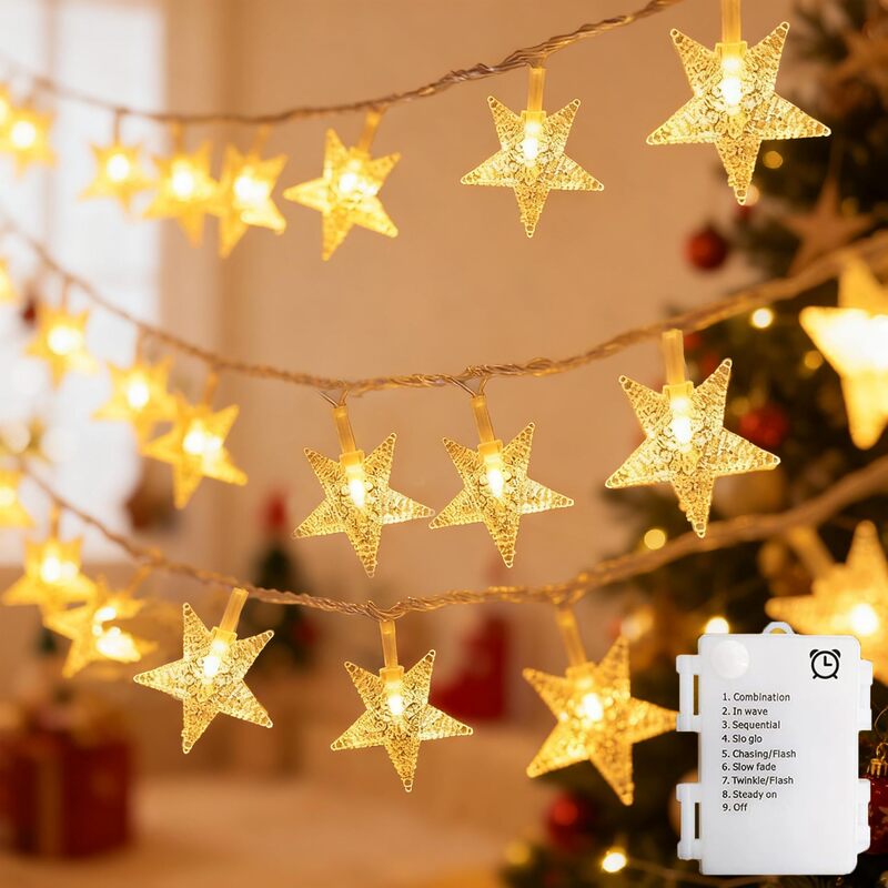 Cross-Border Factory Direct Supply Led Star Lights with Remote Control, 8 Modes, Christmas Atmosphere Indoor Room Decoration Fairy Lights