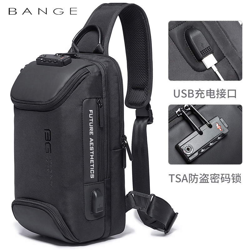 Ban Ge New Chest Bag Men's Business Anti-Theft Shoulder Bag Technology USB Lightweight Outdoor Men's Crossbody Chest Bag