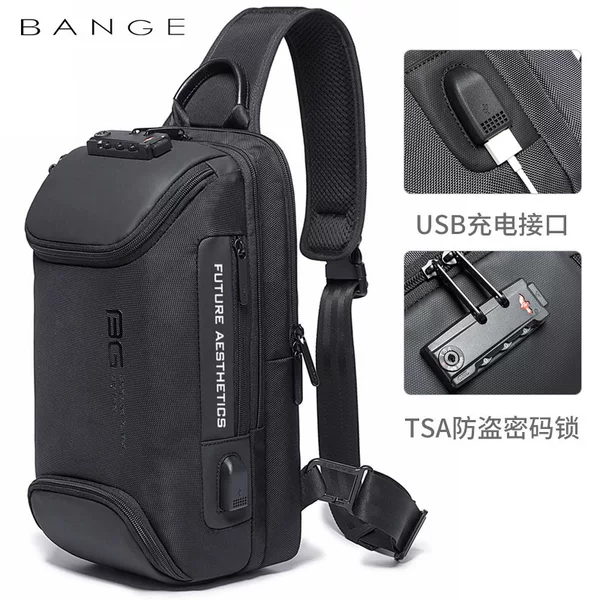 Ban Ge New Chest Bag Men's Business Anti-Theft Shoulder Bag Technology USB Lightweight Outdoor Men's Crossbody Chest Bag
