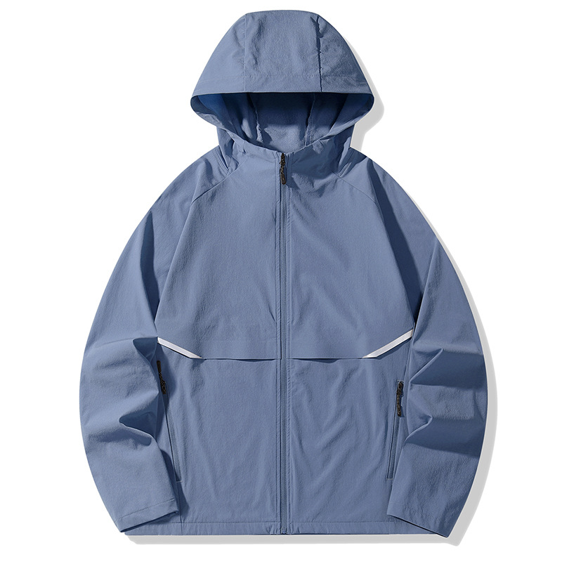Upf50+ Spring and Summer Outdoor Sun Protection Clothing for Men, Hooded, Elastic, Breathable, Quick-Drying Skin Clothing, Running Fitness Thin Jacket