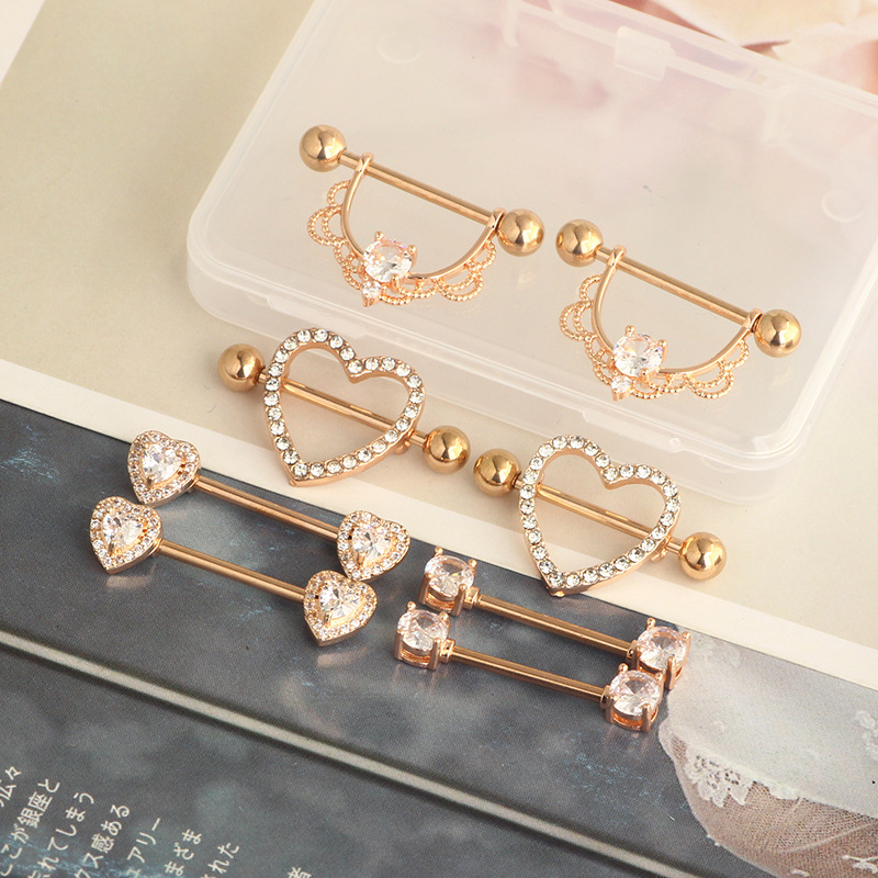 Nipple Ring Set Stainless Steel Star Body Piercing Jewelry Rose Gold detail image 8