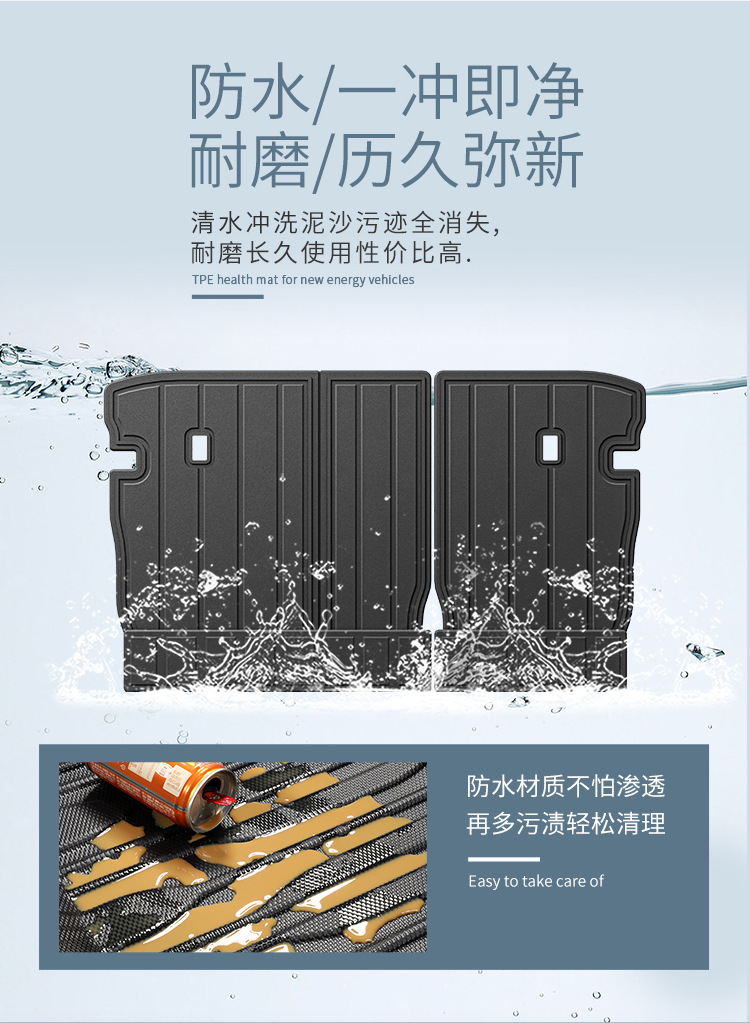 Suitable for Wenjie M7 Trunk Mat, Rear Trunk Seat Back Cushion, Tpe Buckle Split Protective Pad, Interior