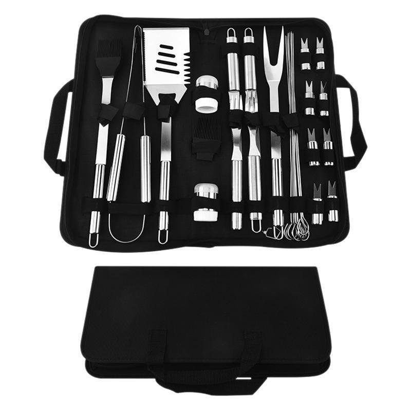 Tubo pequeño mango tenedor horquilla broy tenedor de maíz condimento botella de barbacoa Oxford 420 acero inoxidable conjunto de herramientas de barbacoa