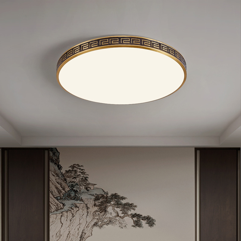 Luz de techo de la sala de estar nuevo estilo chino de cobre de alto nivel estilo chino simple atmósfera dormitorio sala de estudio luz principal 667L