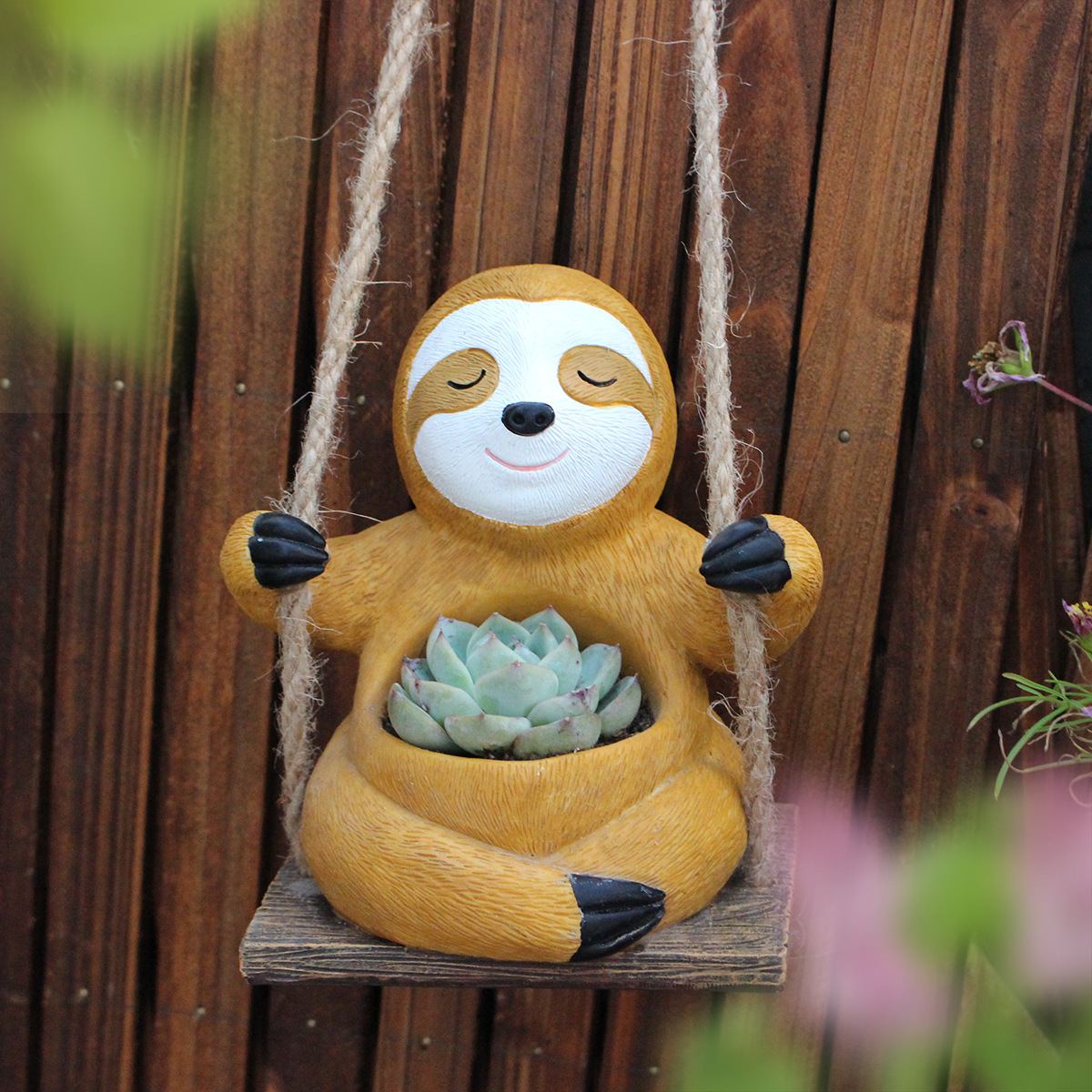  new sloth swing small flower pot hanging resin flower pot animal small flower pot can be planted succulent 